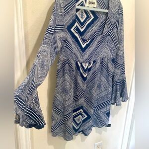 🌹Stone Cold Fox NWT Navy Blue/White/Blue Gorgeous M/L  Long Sleeves Dress!